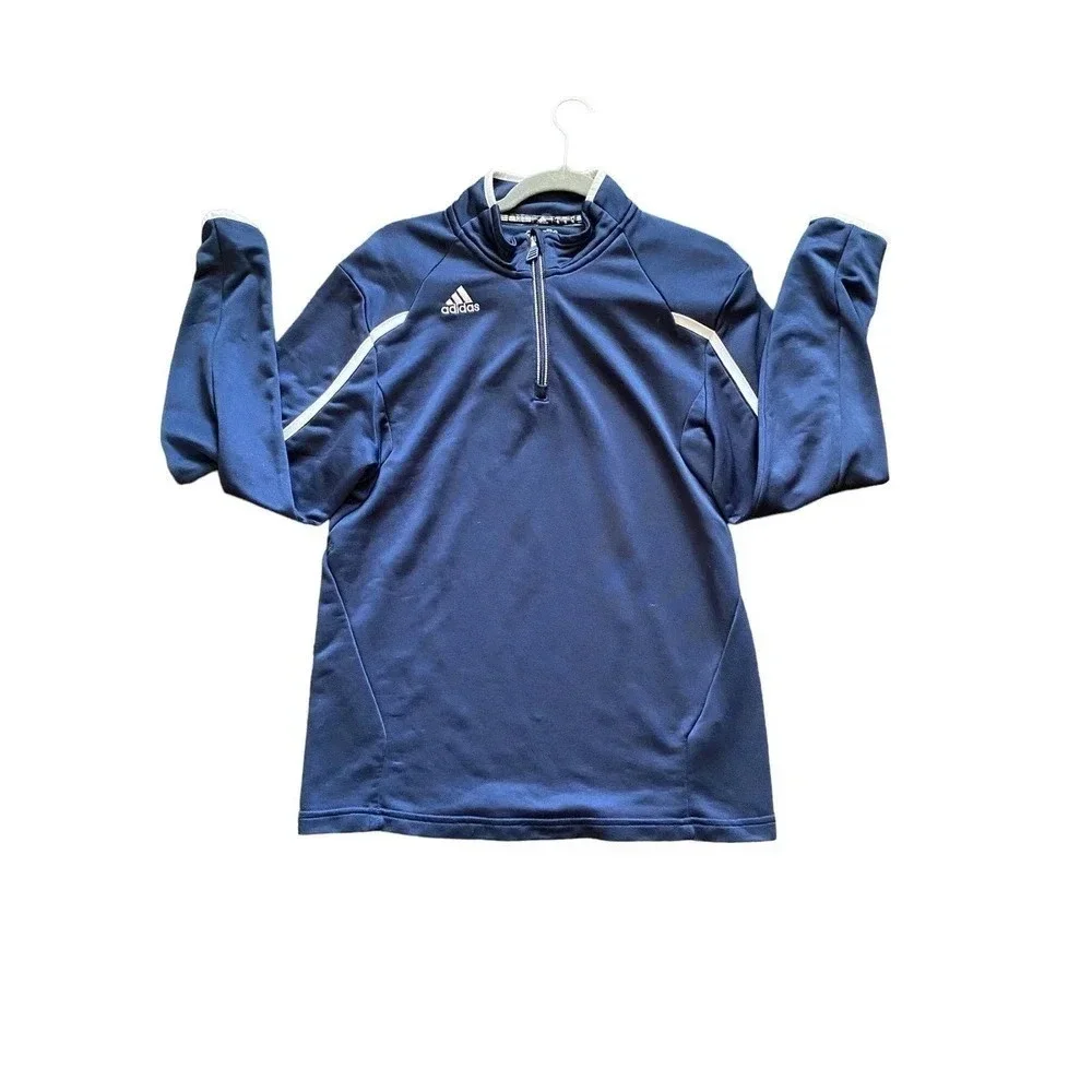 Adidas Climate Golf Pull Over Mens Long Sleeve Size Small Blue White Athletic